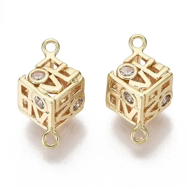 Brass Micro Pave Cubic Zirconia Links Connectors