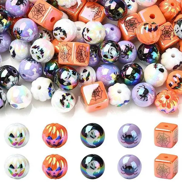 Halloween Theme Plating Acrylic Beads