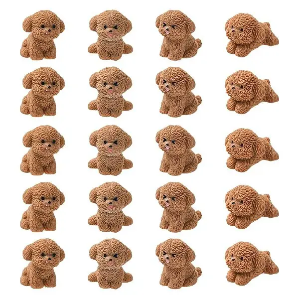 20pcs 4 Styles Mini Resin Dog Ornaments