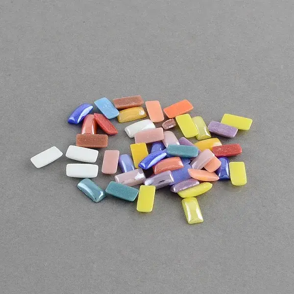Pearlized Plated Opaque Glass Cabochons