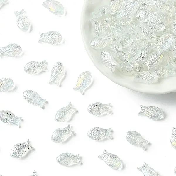 100Pcs Electroplate Transparent Glass Beads