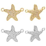 8Pcs 2 Colors Brass Micro Pave Clear Cubic Zirconia Links Connectors