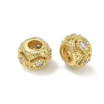 Brass Micro Pave Clear Cubic Zirconia Beads