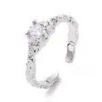 Cubic Zirconia Open Cuff Ring
