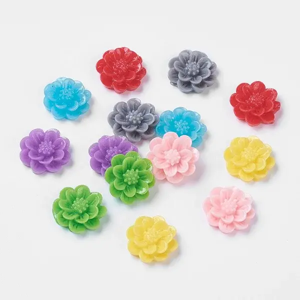 Mixed Color Resin Flower Cabochons