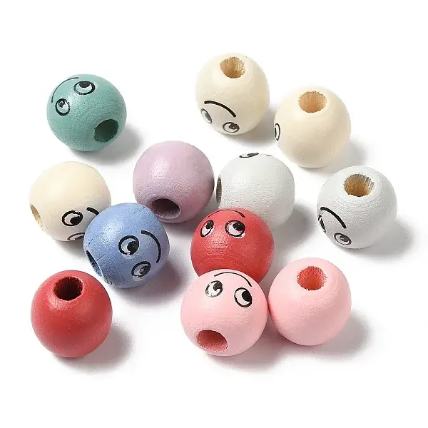 Spray Painted Natural Wood European Beads