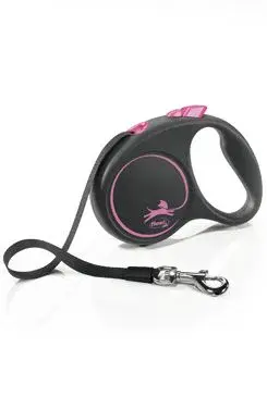 Vodítko Flexi Black Design S pásek 5m/15kg růžová new