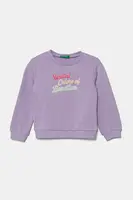 Dětská bavlněná mikina United Colors of Benetton fialová barva, s potiskem, 3J70G10HX