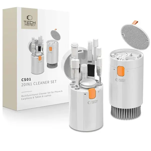 Tech-Protect CS01 Čisticí sada 20v1 pro telefon, sluchátka, tablet a notebook, bílá