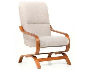 Křeslo Stela, hnědo-béžová látka/ořech