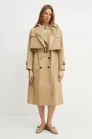 Bavlněný kabát Weekend Max Mara hnědá barva, 2515071011600