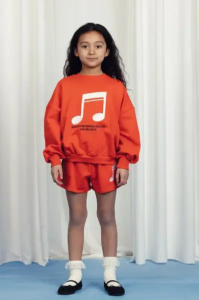 Dětská bavlněná mikina Mini Rodini Note oranžová barva, s aplikací, 2522011642