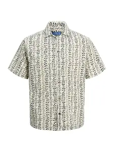 JACK & JONES Košeľa 'JPRBLULYON'  béžová / námornícka modrá