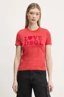 Tričko Desigual LOVE DSGL červená barva, 25SWTK10