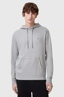 Bavlněná mikina AllSaints BRACE pánská, šedá barva, s kapucí, hladká, M034JB