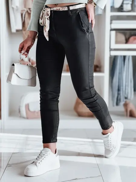 Dámské černé chinos kalhoty s páskem