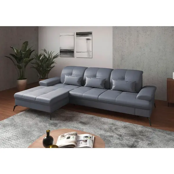 Sit & More ROHOVÁ SEDAČKA, kůže, šedomodrá