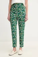 Kalhoty Weekend Max Mara dámské, zelená barva, střih cigarette, high waist, 2515131016600