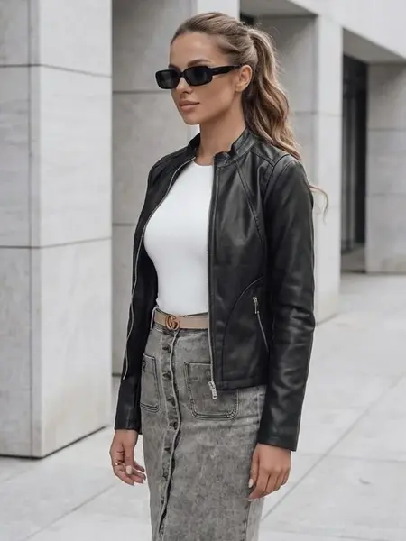 Dámská kožená bunda ramoneska