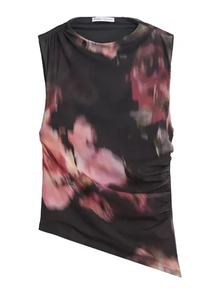 Bershka Top  zelená / staroružová / červená / čierna