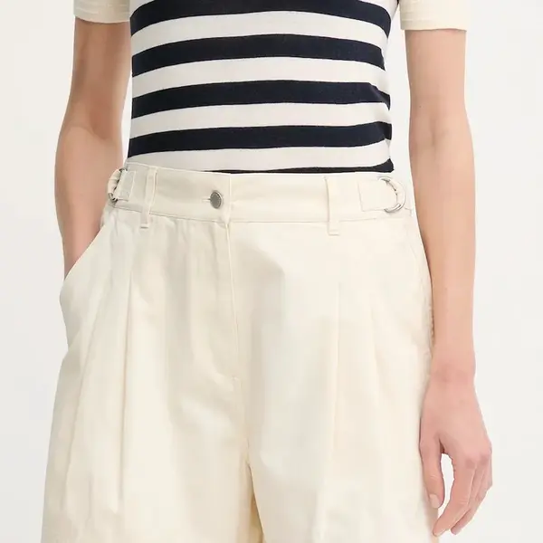 Bavlněné šortky Barbour Cecile dámské, béžová barva, high waist, LST0019CR31