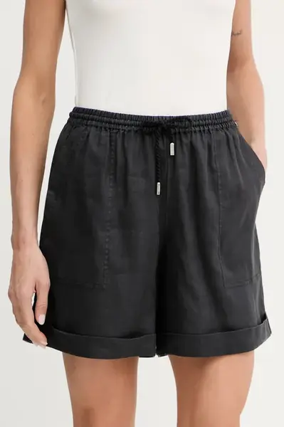 Kraťasy BOSS Orange dámské, černá barva, high waist, 50537924