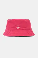 Dětský oboustranný bavlněný klobouk United Colors of Benetton růžová barva, 6KQACA02M
