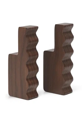 Nástěnný věšák ferm LIVING Unda 2-pack hnědá barva