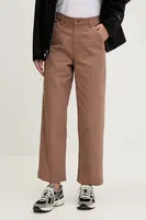 Bavlněné kalhoty The North Face Cedar Canvas Work dámské, hnědá barva, high waist, NF0A8B9D6IH1