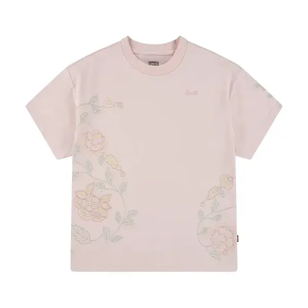 Dětské tričko Levi's OVERSIZE EMBROIDERY FLORAL růžová barva, 3EM398