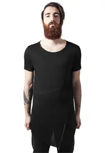 Black T-shirt with a long front zipper with an open edge