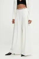 Kalhoty Answear.LAB dámské, bílá barva, široké, high waist