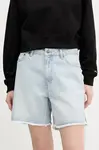 Džínové šortky Karl Kani dámské, modrá barva, high waist, 6110098
