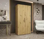 Šatní skříň Abi Marbella 1 Rozměry: 100 cm, Pásky / úchyty: Zlatý, Barva korpusu + barva dveří: Kašmír + Kašmír