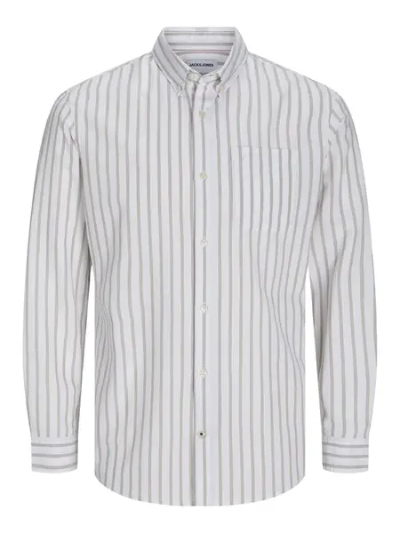Jack & Jones Plus Košeľa 'Oxford'  tmavobéžová / biela