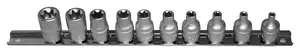 Nástrčné hlavice TORX-E 3/8", E4 - E16, sada 10 kusů na liště - ASTA