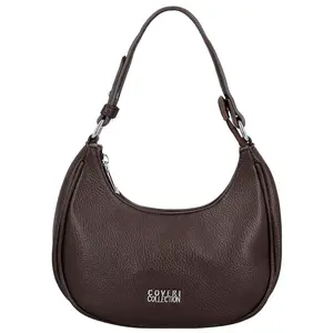 Trendy dámská koženková kabelka na rameno Tricia, tmavě hnědá