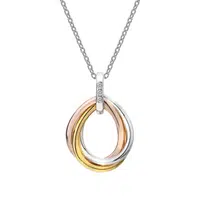 Hot Diamonds Tricolor náhrdelník s diamanty Trio Teardrop RG DP780 (řetízek, přívěsek)