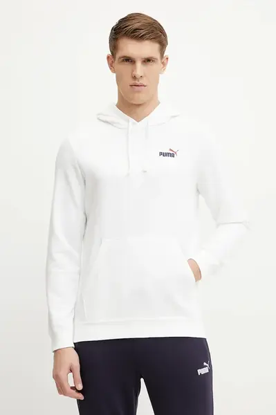 Mikina Puma pánská, bílá barva, s kapucí, s aplikací, 684719