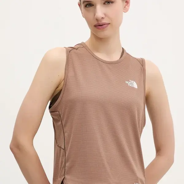 Sportovní top The North Face Sunriser dámský, hnědá barva, NF0A8BBY6IH1