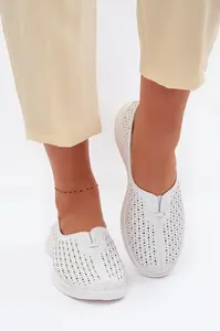 Kožené dámské mokasíny s otevřeným vzorem