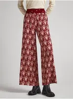 Červené ženy vzorované široké nohavice Pepe Jeans Galya - ženy