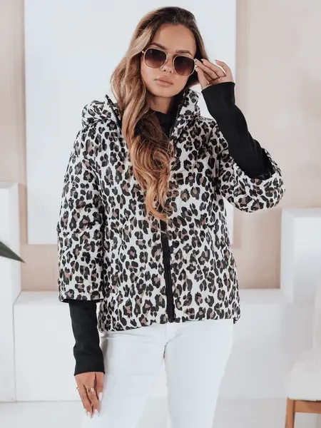 Dámská přechodná bunda s leopardím vzorem