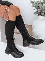 Černé vysoké holínky na šněrování