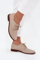 Dámské kožené elegantní šněrovací polobotky Zazoo 4238 béžové