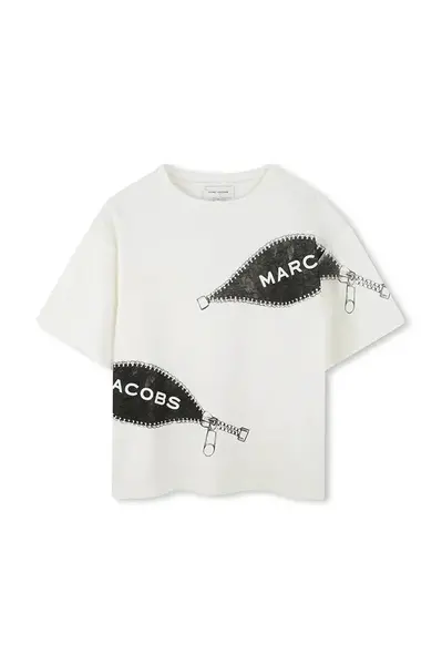 Dětské bavlněné tričko Marc Jacobs béžová barva, s potiskem, W60637