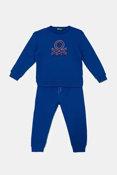 Dětská bavlněná tepláková souprava United Colors of Benetton modrá barva, 3J68GK00S