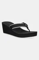 Žabky Tommy Hilfiger WEDGE BEACH SANDAL dámské, černá barva, na klínku, FW0FW08738