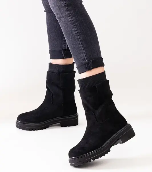 Gemre Ralia Black Slip-On Sock Boots