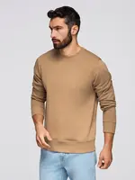 Ombre Men's BASIC sweatshirt with round neckline - brown